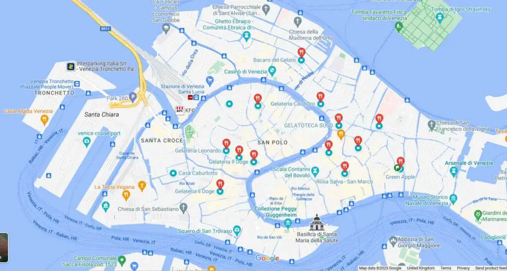 The map of Venice 