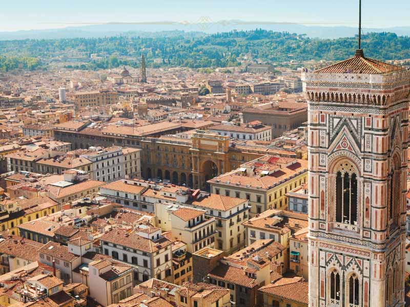 A photo of the city centre of Florence taken from the rooftop of the Duomo.