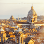 A photo of Rome and the Vatican just before sunset
