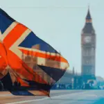 A British flag overlayed over Big Ben
