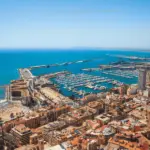 A photo of Alicante and the seafront taken from the top of the citadel