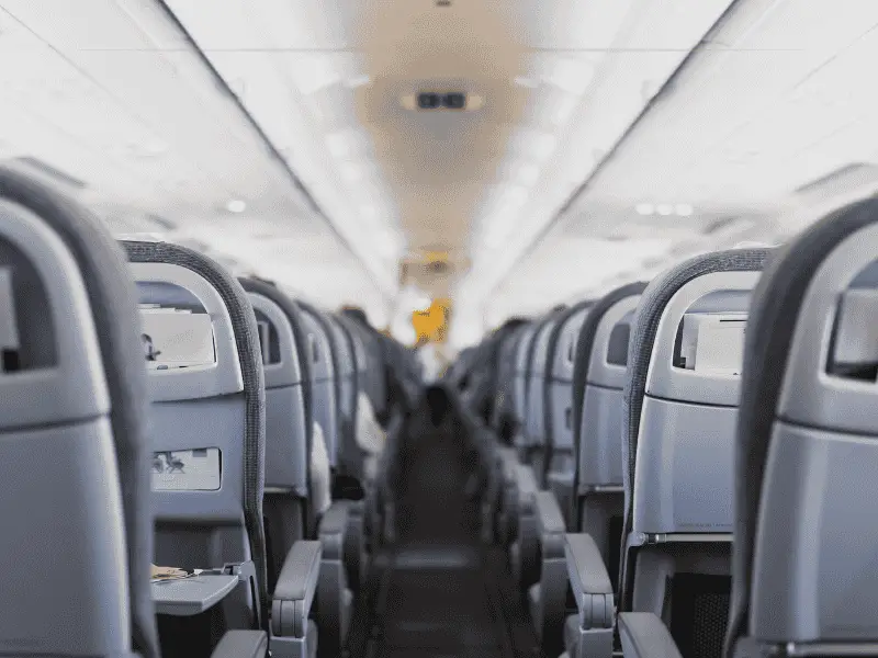 The aisle of a plane