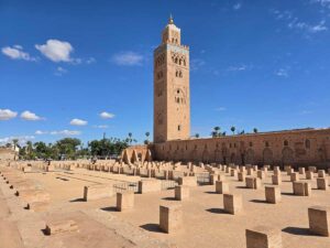 A photo of the Kotubia minaret on a sunny day