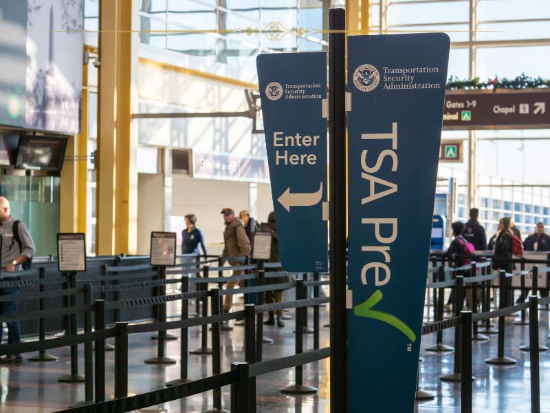 A photo of the TSA line in the US