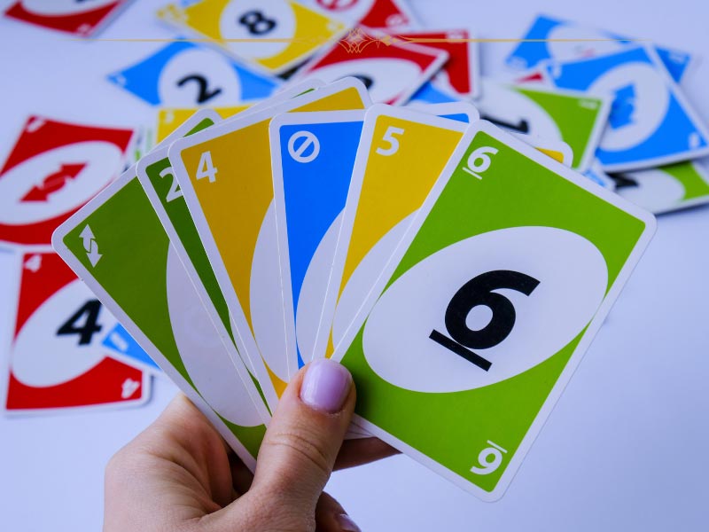A hand of cards of Uno