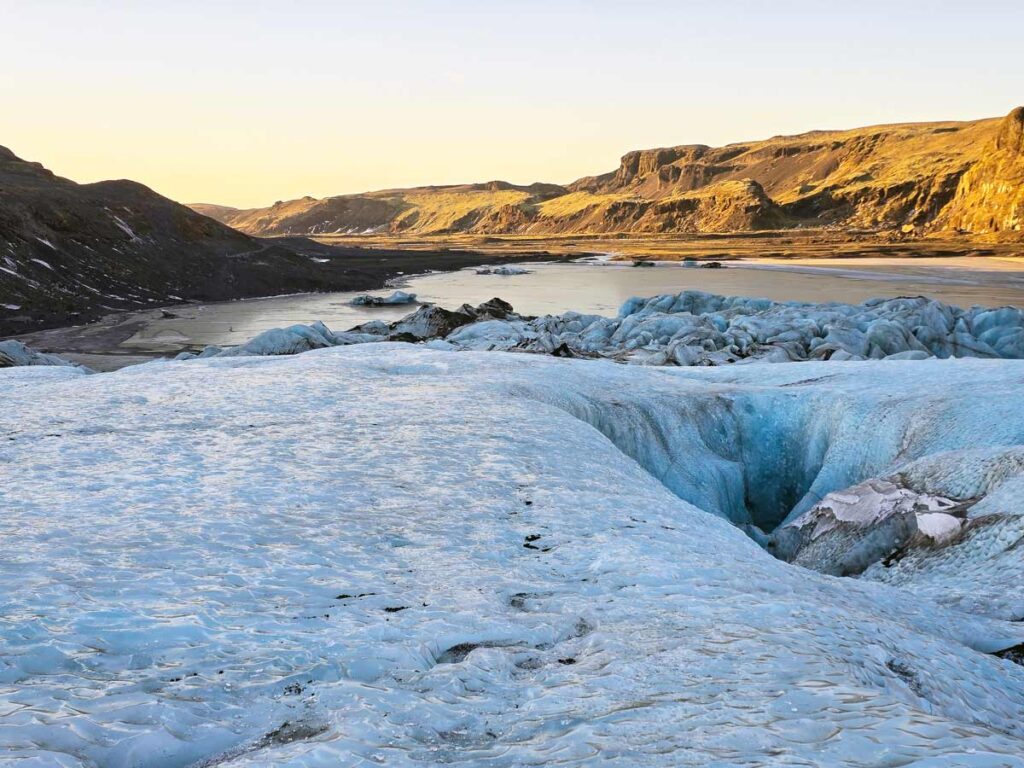 A view from the top of a glacier