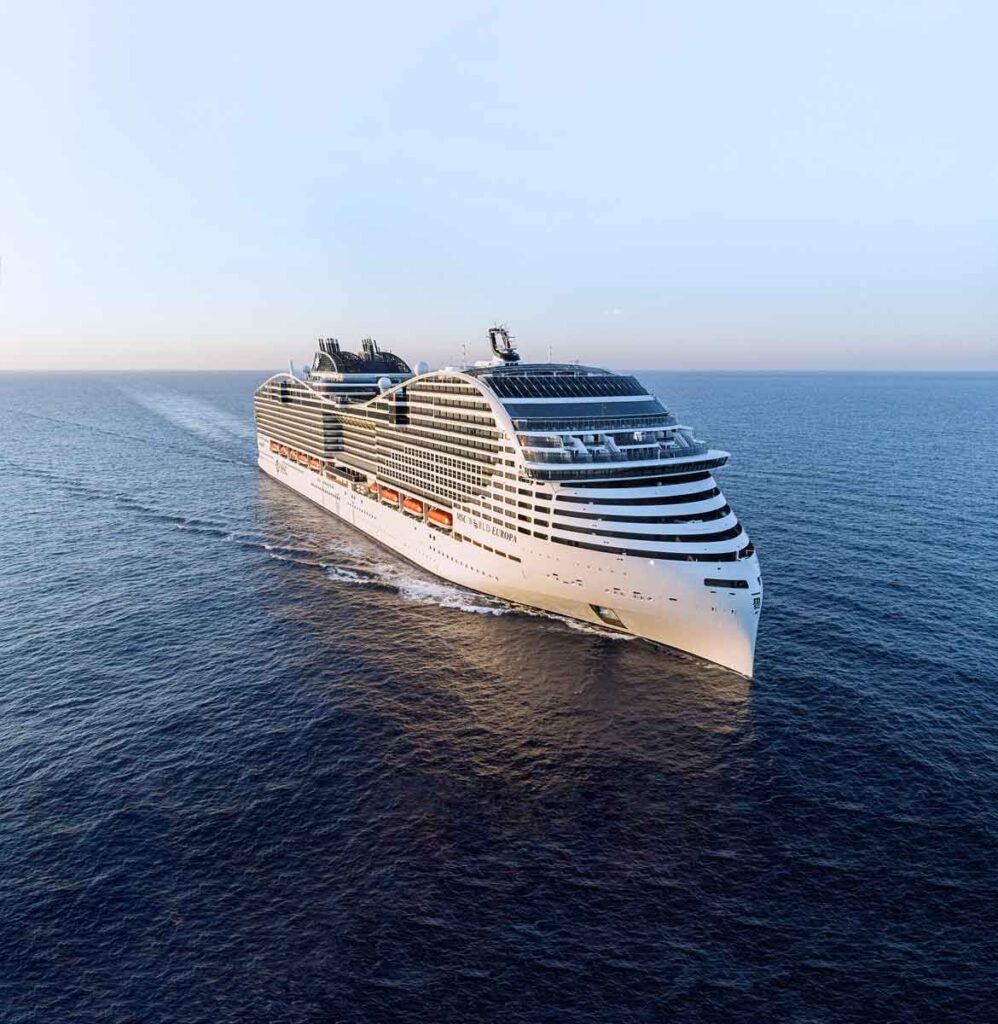 A modern ship sailing a the calm sea