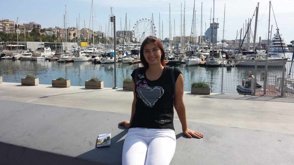 A photo of me in Barcelona in the harbour