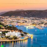 A sunset view over a coastal city in Turkey
