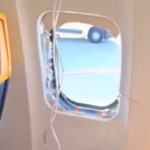 Older Passenger Half Sucked Out of Window After Window Shatters Mid-Flight A shattered window on a Ryanair plane